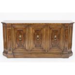 DREXEL HERITAGE FURNISHINGS REPRODUCTION CROSSBANDED AND FIGURED WALNUT TEN PIECE DINING ROOM SUITE,