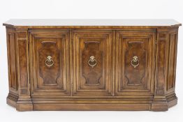 DREXEL HERITAGE FURNISHINGS REPRODUCTION CROSSBANDED AND FIGURED WALNUT TEN PIECE DINING ROOM SUITE,