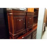 TWO REPRODUCTION MAHOGANY CHEST OF THREE DRAWERS AND A PAIR OF MATCHING BEDSIDE CUPBOARDS (4)