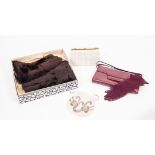 LADY'S BEADWORK DRAW STRING EVENING BAG, boxed (as new), PATENT LEATHER HANDBAG, and gloves; LADY'