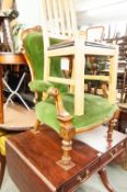 VICTORIAN WALNUTWOOD SPOON BACK ARMCHAIR (A.F.)