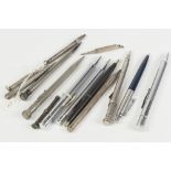 A COLLECTION OF SILVER, SILVER PLATE AND WHITE METAL PROPELLING PENS AND PENCILS to include silver