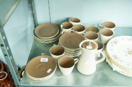 POOL POTTERY CREAM AND BROWN 38 PIECE COFFEE SET