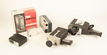 THREE BYGONE CINE CAMERAS, KODAK INSTAMATIC M2, DENHILL AND CROWN 101, together with a SMALL
