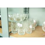 A GROUP OF CUT CRYSTAL DRINKING GLASSES TO INCLUDE; SIX WHITE WINE, FOUR TUMBLERS AND FIVE