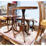 NINETEENTH CENTURY MAHOGANY TRIPOD OCCASIONAL TABLE, with oval top, and A SIMILAR REPRODUCTION