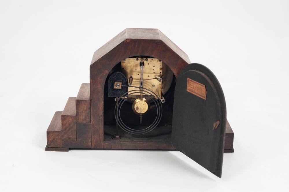 1930s ART DECO OAK CASED MANTLE CLOCK with Arabic dial - Image 3 of 3