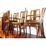 A SET OF SIX MAHOGANY DINING CHAIRS WITH FOUR RAIL BACKS (3+3) AND A PAIR OF MAHOGANY SPLAT BACK