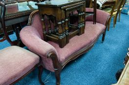 LATE NINETEENTH CENTURY CONTINENTAL CARVED MAHOGANY THREE SEATER SETTEE, the moulded and carved