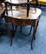 NINETEENTH CENTURY FRENCH GILT METAL MOUNTED AND INLAID ROSEWOOD OCCASIONAL TABLE, the shaped top