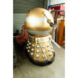 GOLD AND SILVER PAINTED MANUFACTURED BOARD AND FIBREGLASS MODEL OF AN EMPEROR TYPE DALEK, with