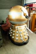 GOLD AND SILVER PAINTED MANUFACTURED BOARD AND FIBREGLASS MODEL OF AN EMPEROR TYPE DALEK, with