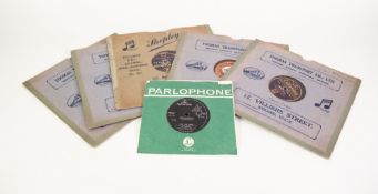 A 45rpm SINGLE PARLOPHONE 'Lily the Pink' by The Scaffold, TOGETHER WITH FIVE OLD 78's