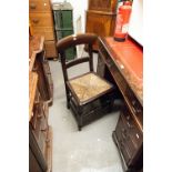 A VICTORIAN MAHOGANY DINING CHAIR WITH RUSH SEAT
