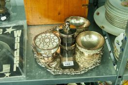 OLD SHEFFIELD PLATE CIRCULAR SALVER WITH SHAPED AND MOULDED ROCOCO BORDER, ON THREE STUD FEET, 12"