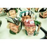 THREE ROYAL DOULTON TOBY JUGS VIZ, LUMBER JACK, ROBIN HOOD, THE FALCONER