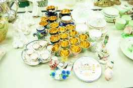 A GRAFTON PART TEA SERVICE WITH FLORAL DECORATION, JERSEY POTTERY TEA SERVICE WITH GILT INTERIOR AND
