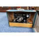 1960s SINGER SEWING MACHINE, IN BLUE CASE