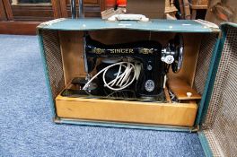 1960s SINGER SEWING MACHINE, IN BLUE CASE