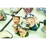 THREE ROYAL DOULTON TOBY JUGS VIZ, THE COLLECTOR, OLD SALT AND SIR FRANCIS DRAKE