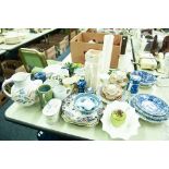 MASONS IRONSTONE CHINA PLATE, SIMILAR IMARI STYLE PLATE AND A QUANTITY OF OLD PLATES AND SAUCERS,