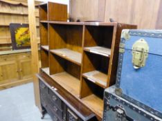 MAHOGANY OPEN BOOKCASE WITH STEPPED TOP