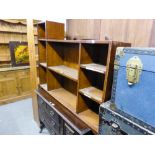 MAHOGANY OPEN BOOKCASE WITH STEPPED TOP