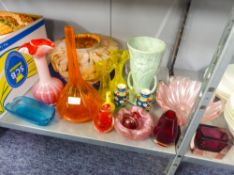 QUANTITY OF GLASS VARIOUS TO INCLUDE; ASHTRAYS, PAPERWEIGHTS, VASES ETC.....