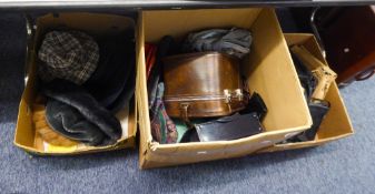 A QUANTITY OF LEATHER WALLETS AND PURSES, BAGS AND LADY'S HATS