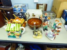 MISC CERAMICS AND GLASS TO INCLUDE; SIX CHILD FIGURINES; A BOWL WITH SCENES FROM 'COACHING DAYS';