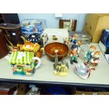 MISC CERAMICS AND GLASS TO INCLUDE; SIX CHILD FIGURINES; A BOWL WITH SCENES FROM 'COACHING DAYS';