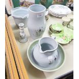 A FIVE PIECE BUCHAN STONEWARE TOILET SET