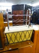 A BRIGHT METAL TUBULAR AND WIRE PATTERN WINE RACK