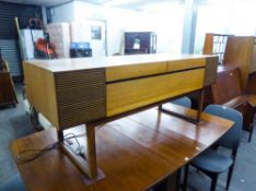 CIRCA 1960's DYNATRON RECORD PLAYER, in wooden cabinet with record storage