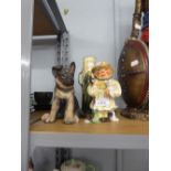 LENOX 'GERMAN SHEPHERD' PUPPY; WEDGWOOD 'SHEPHERD' TOBY JUG; ROYAL DOULTON TWO HANDLED TALL CIRCULAR