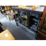 EDWARDIAN EBONISED DARK MAHOGANY DISPLAY SIDE CABINET (LACKS SUPERSTRUCTURE)