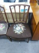 A GEORGE III MAHOGANY FRAMED SINGLE DINING CHAIR, WITH FLORAL TAPESTRY COVERED SEAT