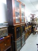 VICTORIAN MAHOGANY BOOKCASE SUPERSTRUCTURE WITH TWO GLAZED DOORS AND ANOTHER SIMILAR (2)