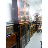 VICTORIAN MAHOGANY BOOKCASE SUPERSTRUCTURE WITH TWO GLAZED DOORS AND ANOTHER SIMILAR (2)