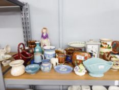 WEDGWOOD JASPERWARE BLUE DISH, STUDIO POTTERY EXAMPLES, JUGS ETC.... INCLUDING ONE SMALL IVORY