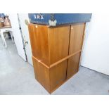 A MID CENTURY TEAK 'LADDERAX' UNIT, COMPRISING OF TWO CUPBOARDS, SHELVES AND WALL FITTINGS