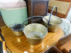 THREE BRASS JAM PANS