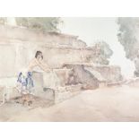 SIR WILLIAM RUSSELL FLINT ARTIST SIGNED COLOUR PRINT 'Isabella of Lucenay' Signed in pencil and with