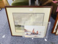 THREE WATERCOLOUR DRAWINGS, ONE BY COLIN RADCLIFFE (MODERN) LANDSCAPE, AND THE OTHER BY F.