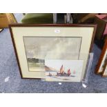 THREE WATERCOLOUR DRAWINGS, ONE BY COLIN RADCLIFFE (MODERN) LANDSCAPE, AND THE OTHER BY F.