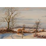 CLIVE PRYKE (1948-2017) WATERCOLOUR Winter landscape Signed 12 1/4" x 17 1/4" (31cm x 44cm)