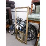 A FRENCH TWO PART CARVED WOODEN FRAME TO ACCOMMODATE A PICTURE AND SMALLER MIRROR SECTION AND A