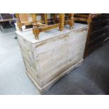 ANTIQUE PINE TWO COMPARTMENT COFFER