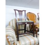 GEORGE III OAK SINGLE DINING CHAIRS, in Chippendale style with pierced splat and drop-in seat