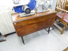 A VICTORIAN MAHOGANY SUTHERLAND TABLE, THE SOLID TOP HAVING CANTED CORNERS, ON TURNED SUPPORTS